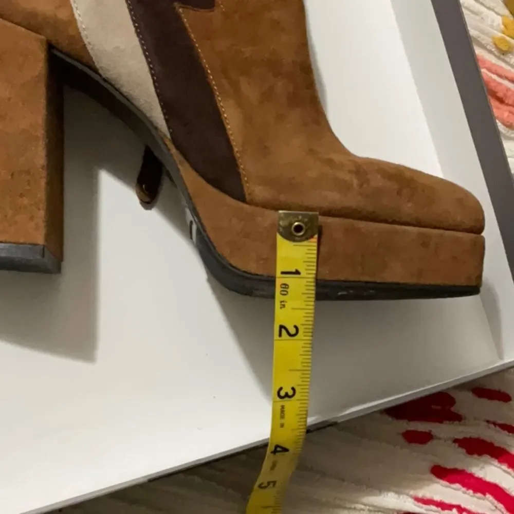 Elvio Zanon Suede Leather Lightning Strike Platform Boots Size 38 7.5